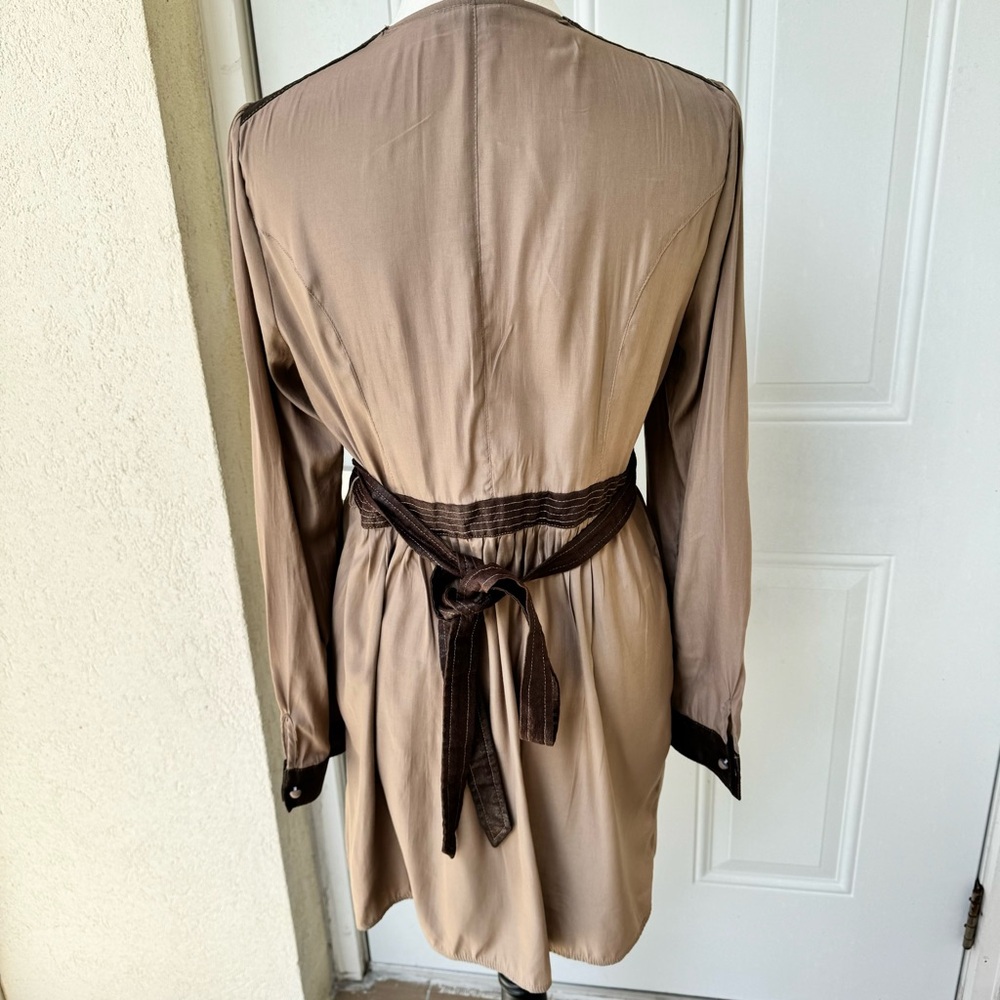 DOUBLE ZERO.Long Sleeve Wrap Dress.Faux Leather accents on shoulder/Slee… - Picture 5 of 12